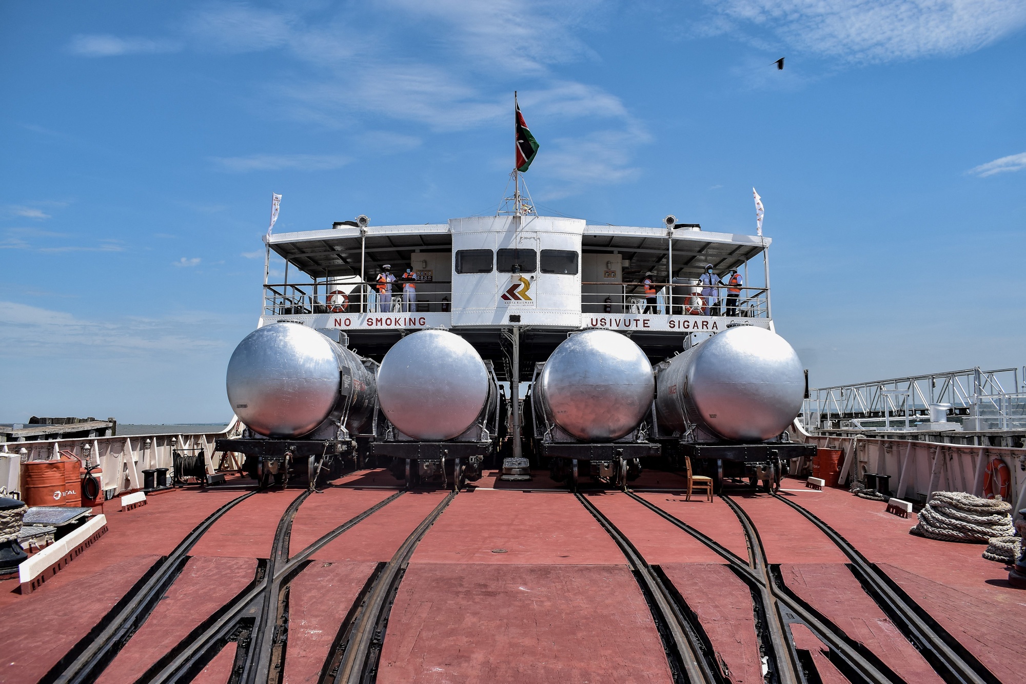 Fuel loaded wagons at Kisumu port in Kisumu, Kenya. 