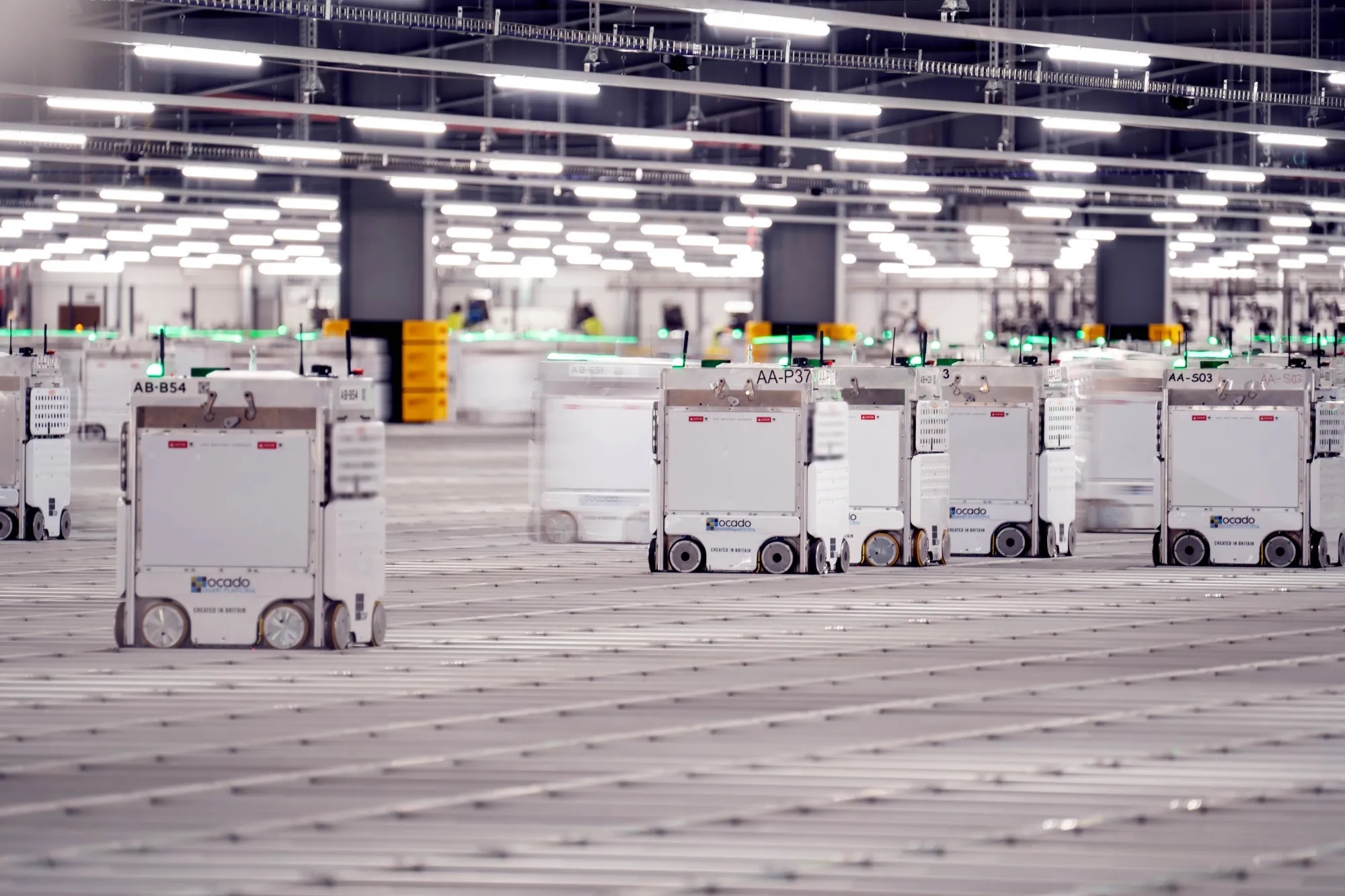 Ocado's Smart Platform robots operate at a warehouse in Erith, U.K.