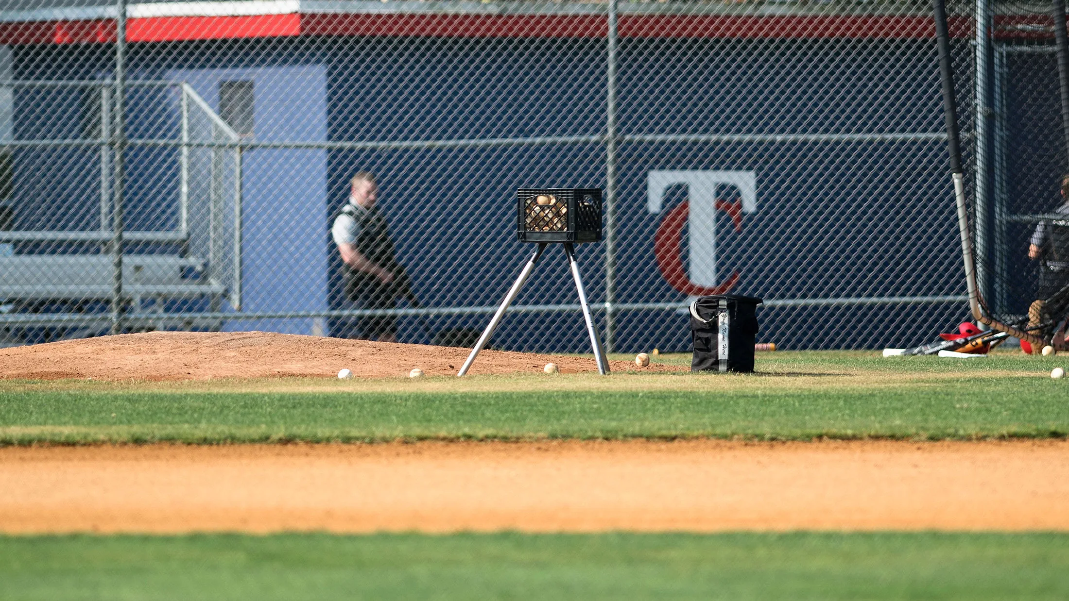 A view of the baseball field after a shooting during a practice of the Republican congressional baseball team in Alexandria, Virginia, on June 14, 2017.
