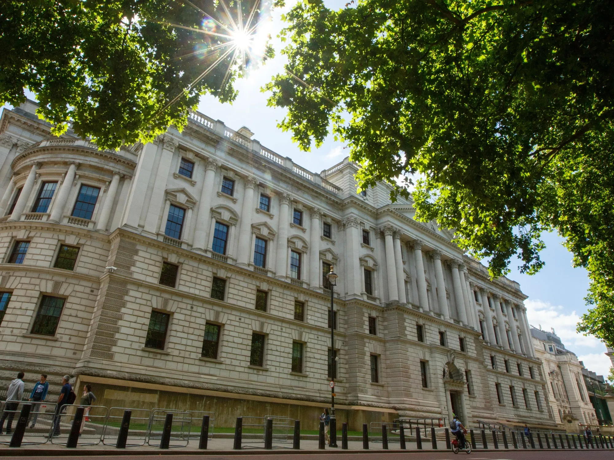The HM Treasury building in the Westminster district of London, UK.