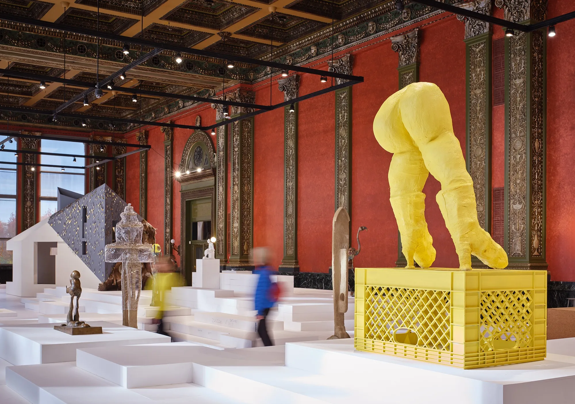 Foam used by landscape architects serves as a&nbsp;ziggurat-like installation that supports other installations in “This Is a Rehearsal,” a very meta exhibit.