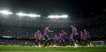 FC Barcelona warm up prior to the UEFA Champions League group C match between FC Barcelona and Viktoria Plzen in Barcelona on Sept. 7. 