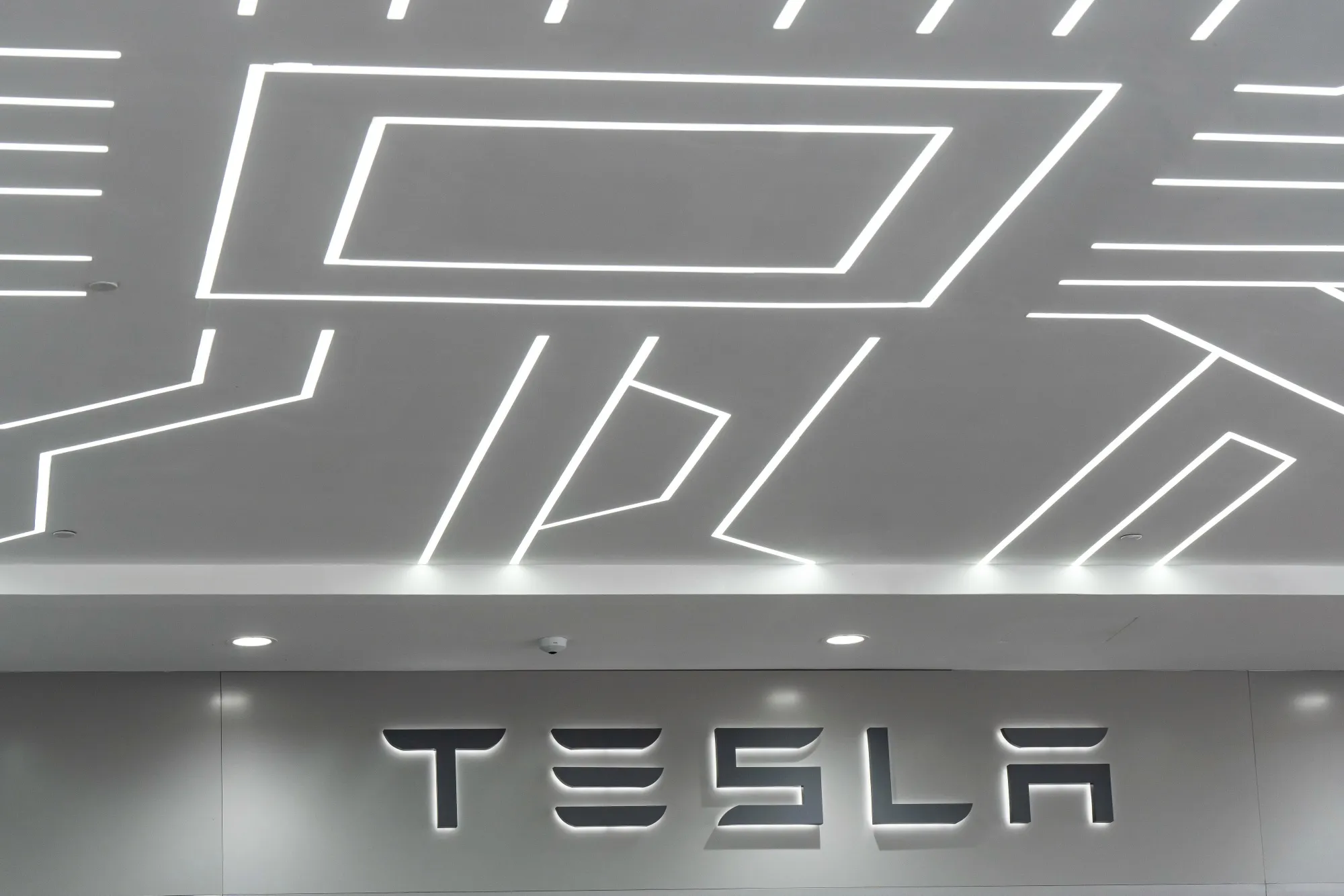 Signage at the Tesla Inc. Gigafactory plant in Shanghai, China