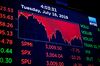 A monitor displays stock market information on the floor of the New York Stock Exchange (NYSE) in New York, U.S., on Tuesday, July 16, 2019. U.S. stocks fell from a record high as President Donald Trump said he could impose more tariffs on China, reminding investors that the trade spat remains unresolved. Treasuries dropped and the dollar rose.