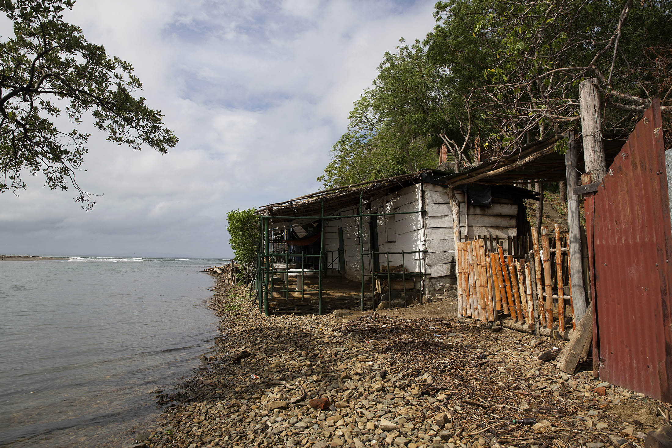 A small house used by fishermen stands on the shore near Hacienda Miramar in Rivas, Nicaragua.
