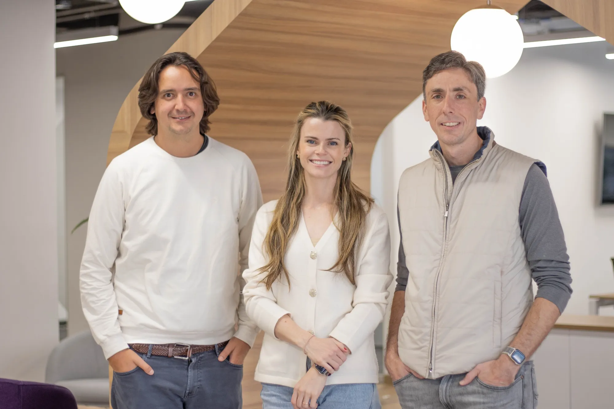 Sebastian Noguera, left, President & Cofounder, Brynne McNulty Rojas, center, CEO & Cofounder, and Marcos Kantt, CFO.