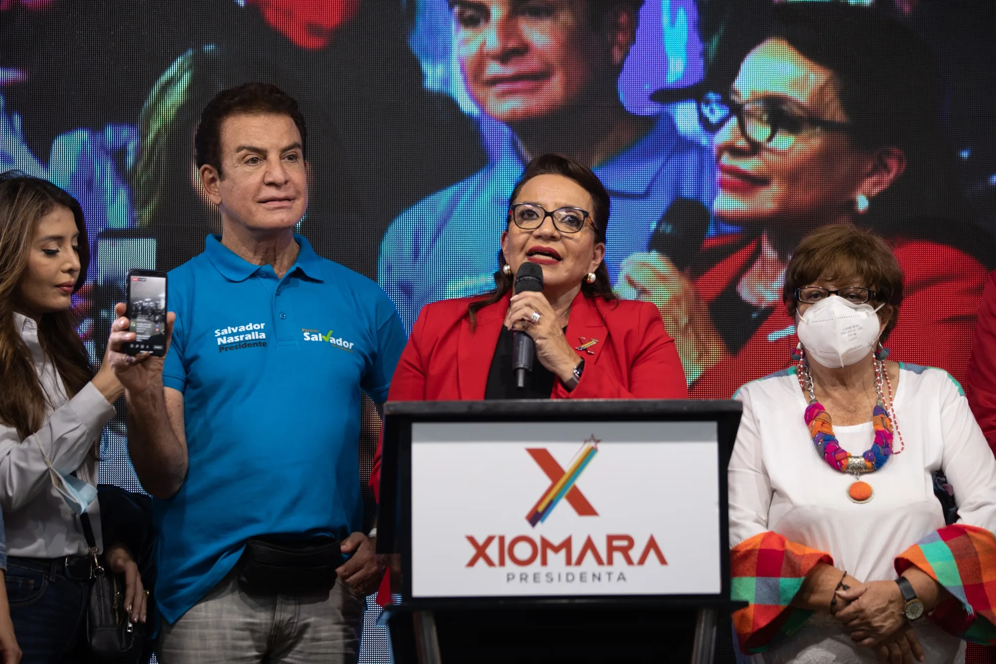 Xiomara Castro speaks during an election night rally in Tegucigalpa, Honduras, in November 2021.