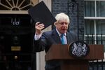 Outgoing Prime Minister Boris Johnson during his his resignation speech outside 10 Downing Street.