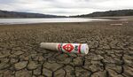 A buoy on the cracked bed of California's Lake Mendocino, February, 2014.