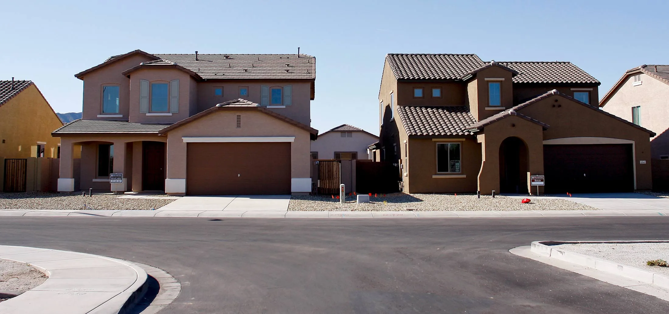 New Richmond American Homes wait to be sold in Phoenix, Arizona, U.S., on Tuesday, Feb. 16, 2010. Over the past year home prices have dropped more than 12 percent, due to the sluggish economy.
