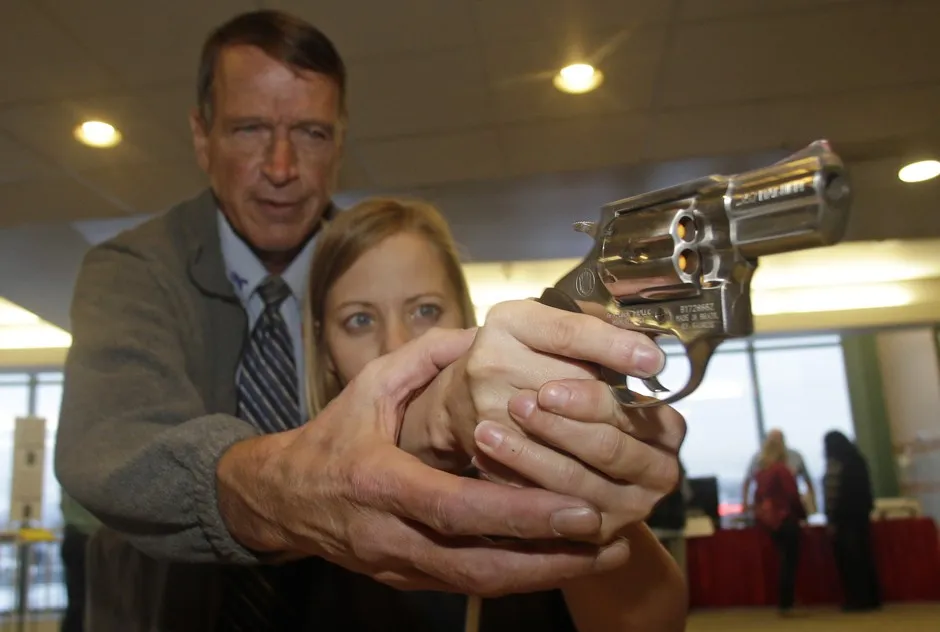 Highland, Utah, fourth-grade teacher Cori Sorensen receives firearms training from a personal defense instructor in 2012.