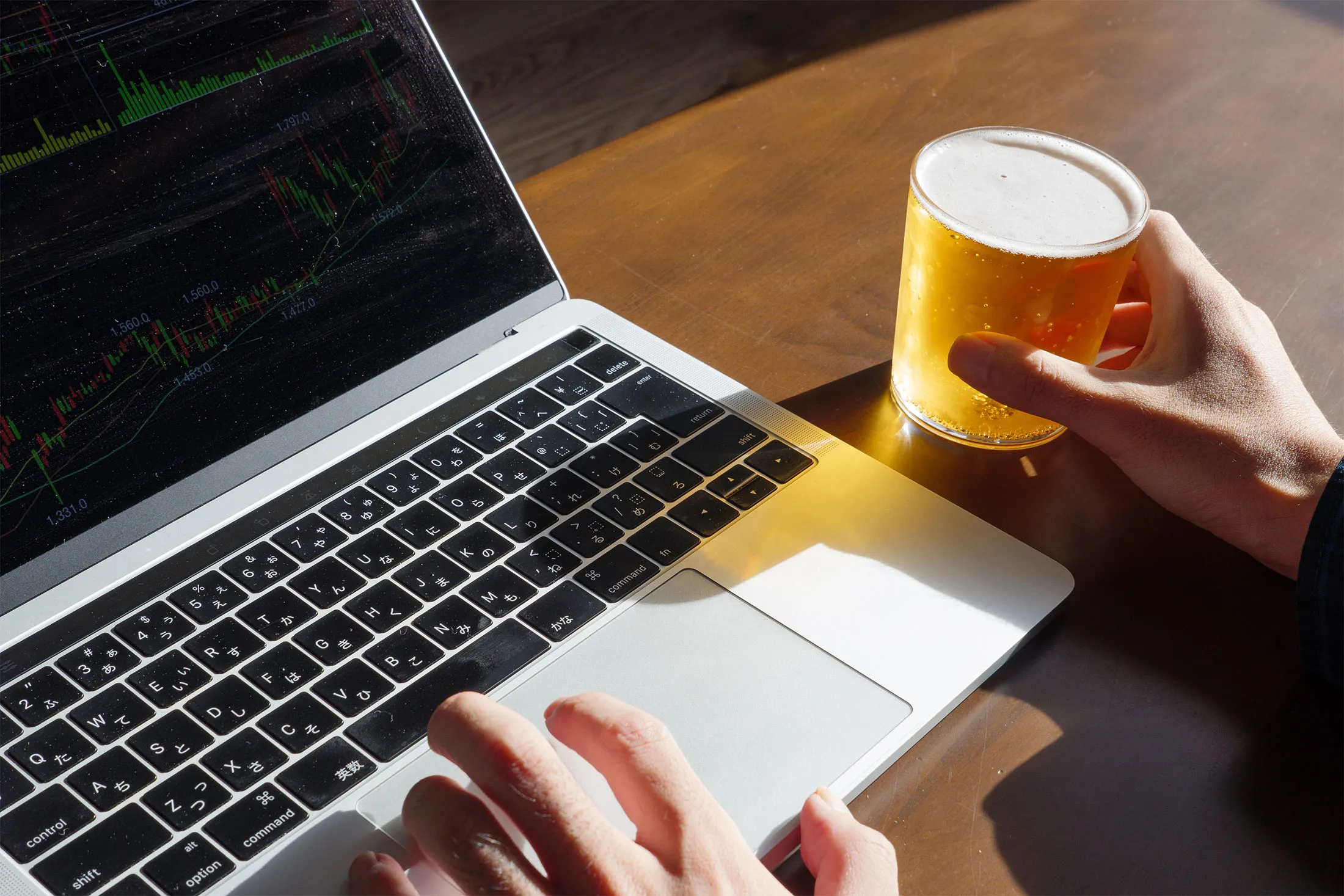 RF Work on a computer by remote work while drinking beer