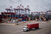 Ports Of Los Angeles And Long Beach After Trump's Tariffs Take Effect