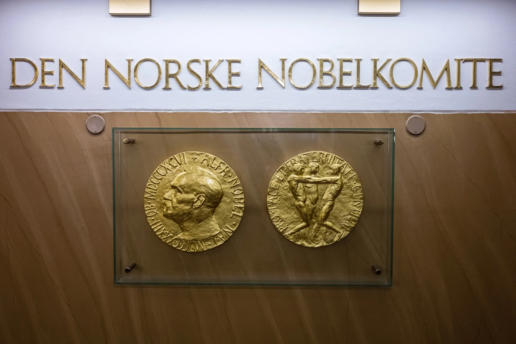 Replicas of the Nobel Peace Prize medal.