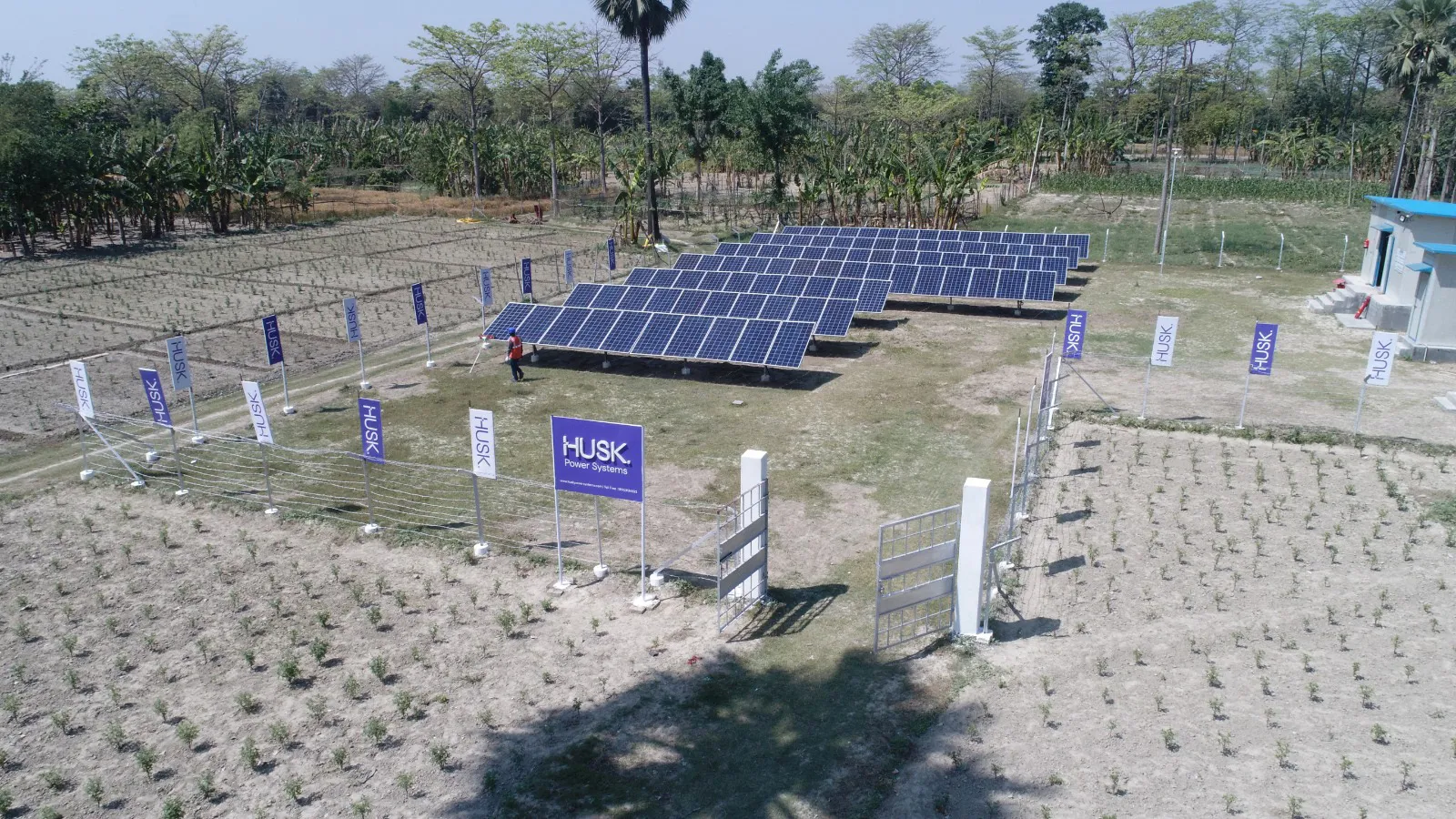 Solar panels at a Husk Power Systems mini-grid in Nasarawa, Nigeria.
