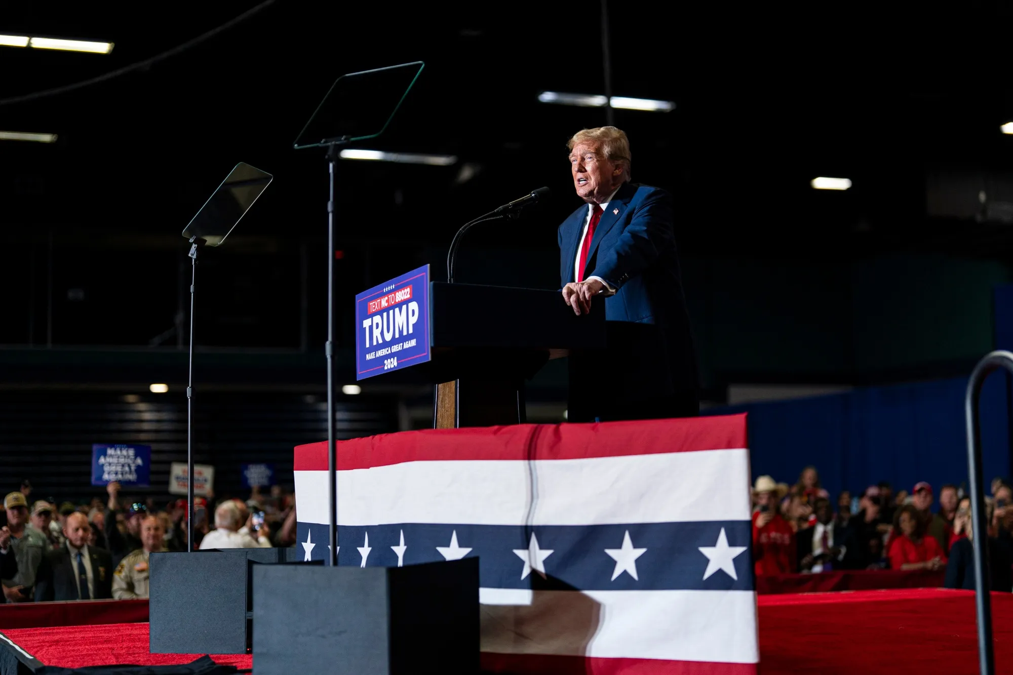 Former President Donald Trump speaks during a "Get Out The Vote" rally in Greensboro, North Carolina on Saturday.