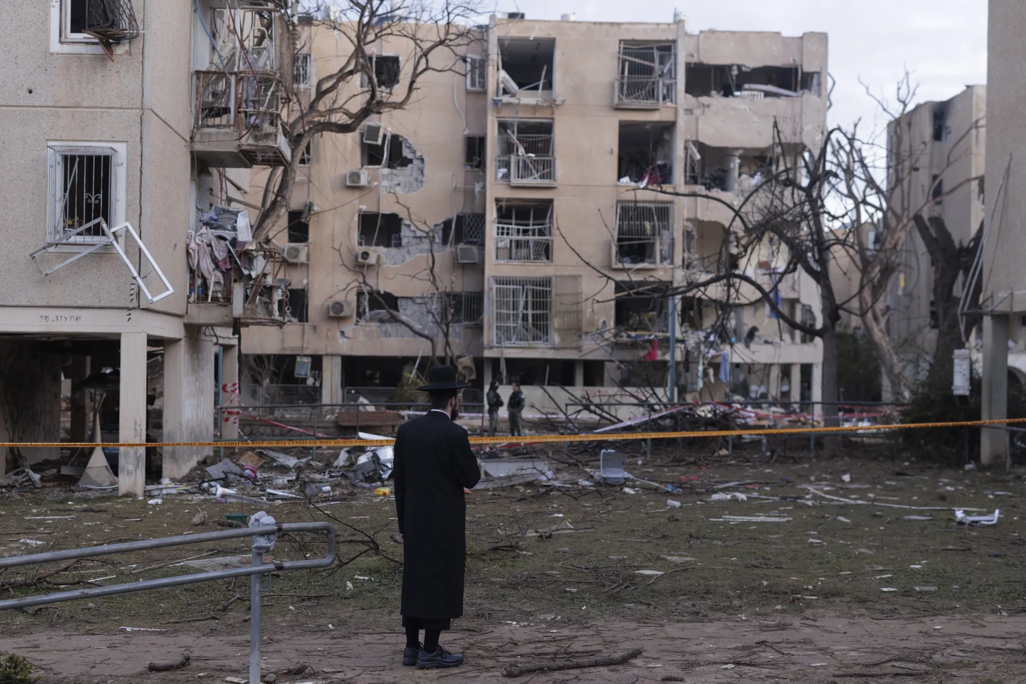 The site where a missile from Iran hit, in Arad, southern Israel, on March 22.