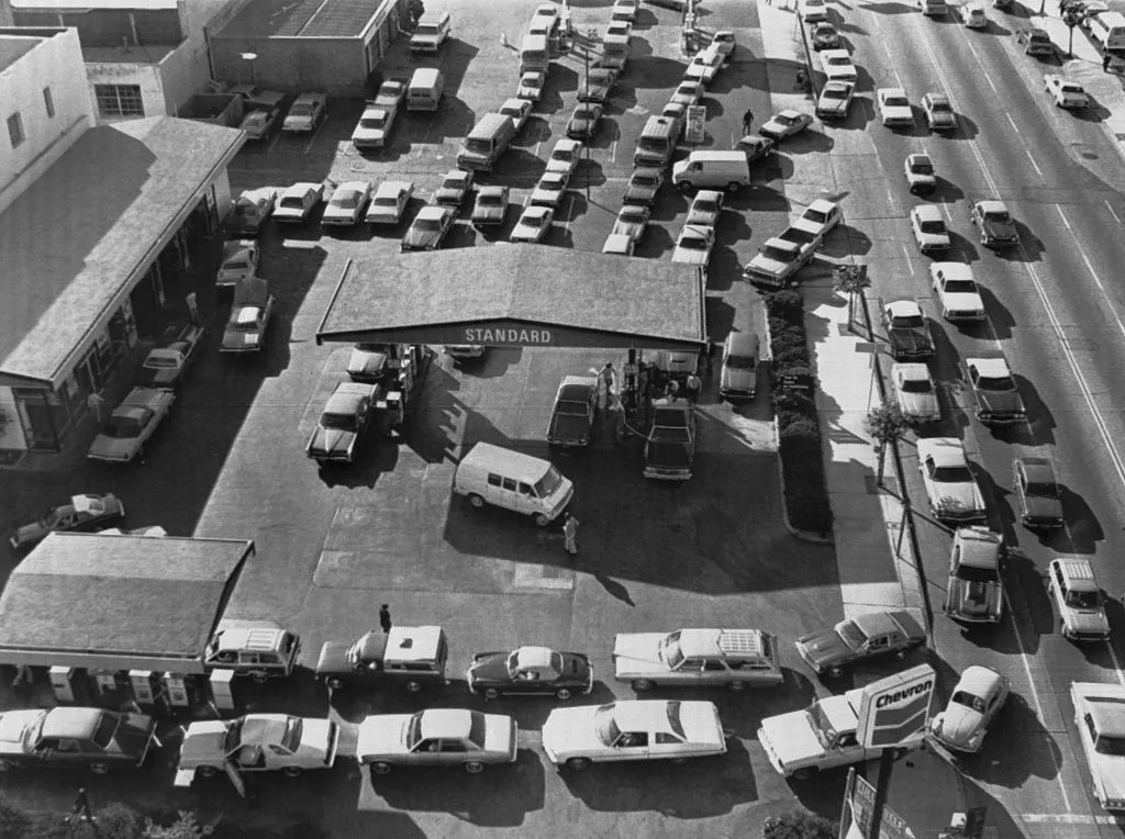 The first day of gas rationing in nine California counties,&nbsp;May 1979.