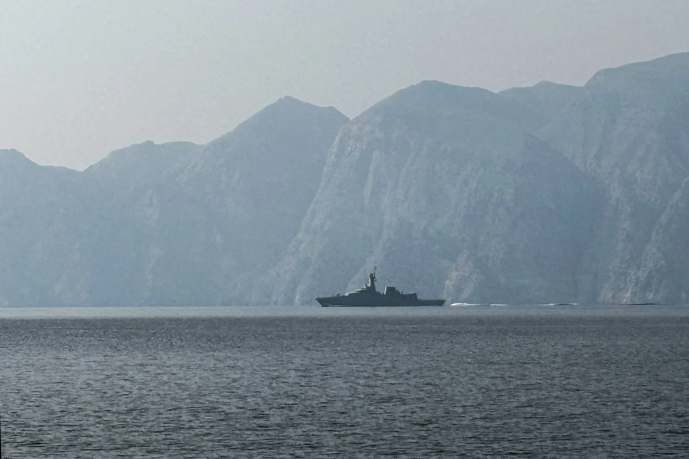 A navy vessel&nbsp;in the Strait of Hormuz on March 1.