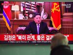 A man watches a television news screen showing a New Year speech by North Korean leader Kim Jong Un at a railway station in Seoul on January 1, 2019. - North Korea could consider a change of approach if the US maintains its sanctions on the nuclear-armed country, leader Kim Jong Un warned in his New Year speech on January 1 after 12 months of diplomatic rapprochement. (Photo by Jung Yeon-je / AFP) (Photo credit should read JUNG YEON-JE/AFP/Getty Images)