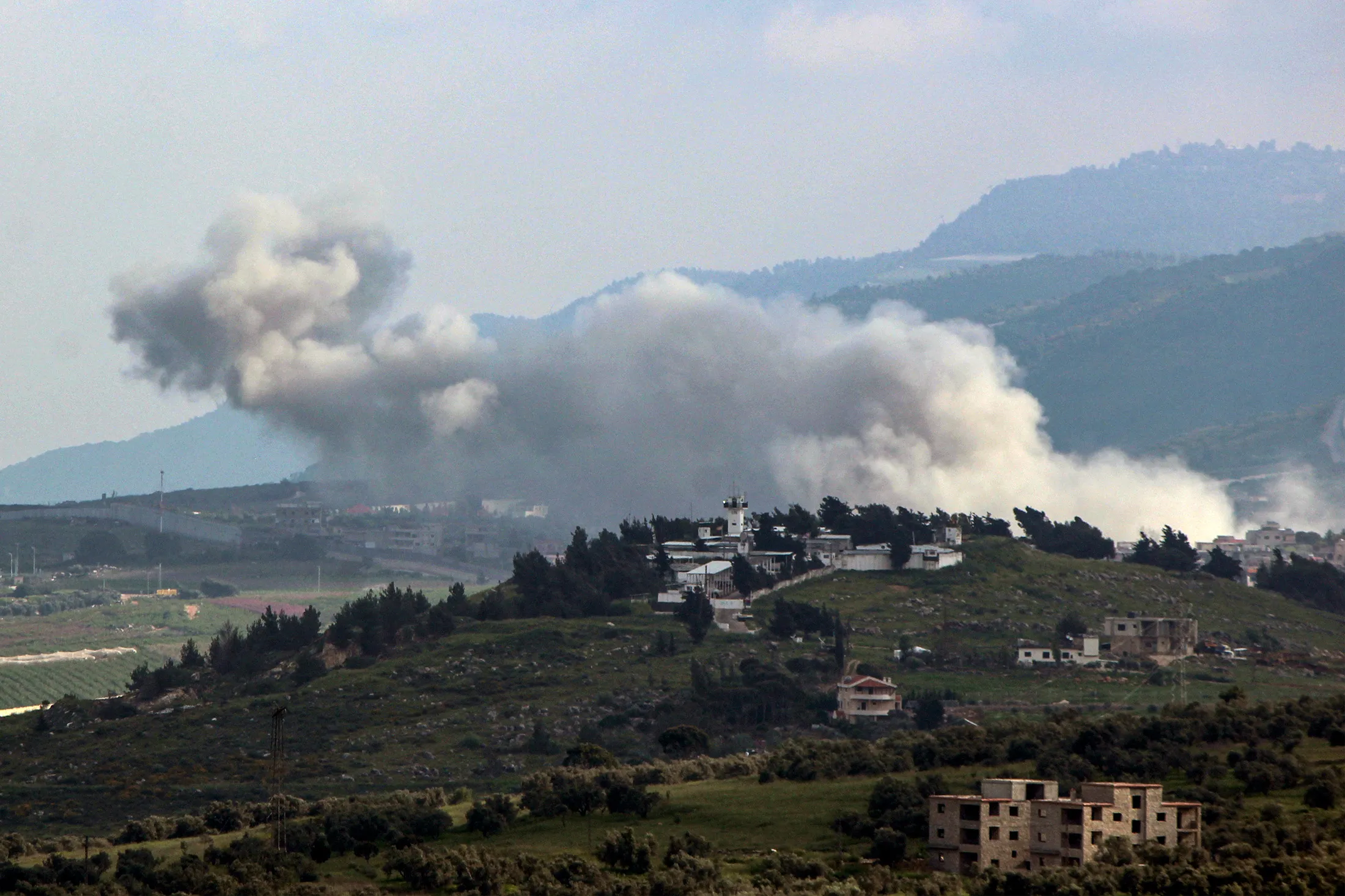 An Israeli air strike on the southern Lebanese village of Kfar Kila on April 14.