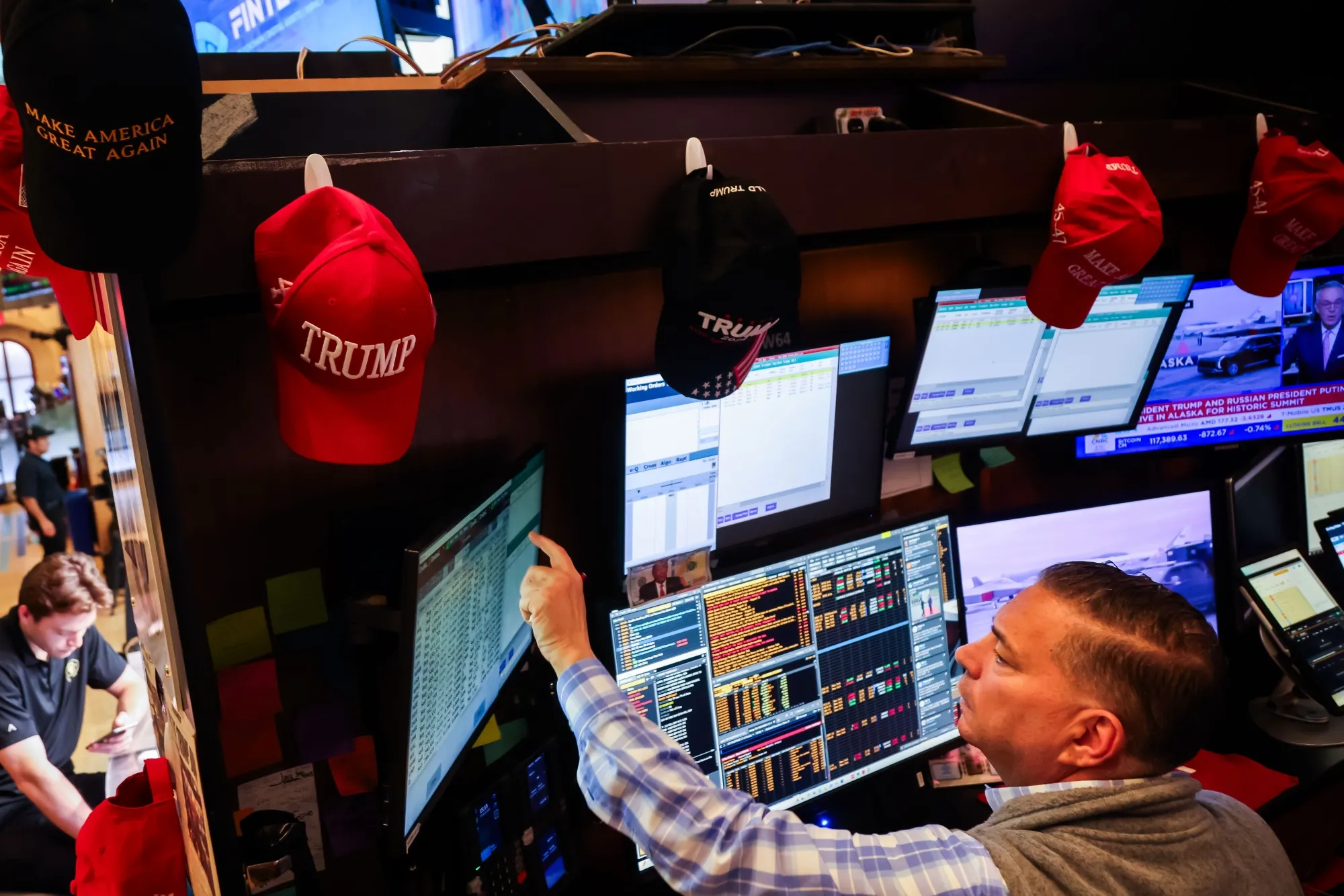 A trader on the floor of the New York Stock Exchange.