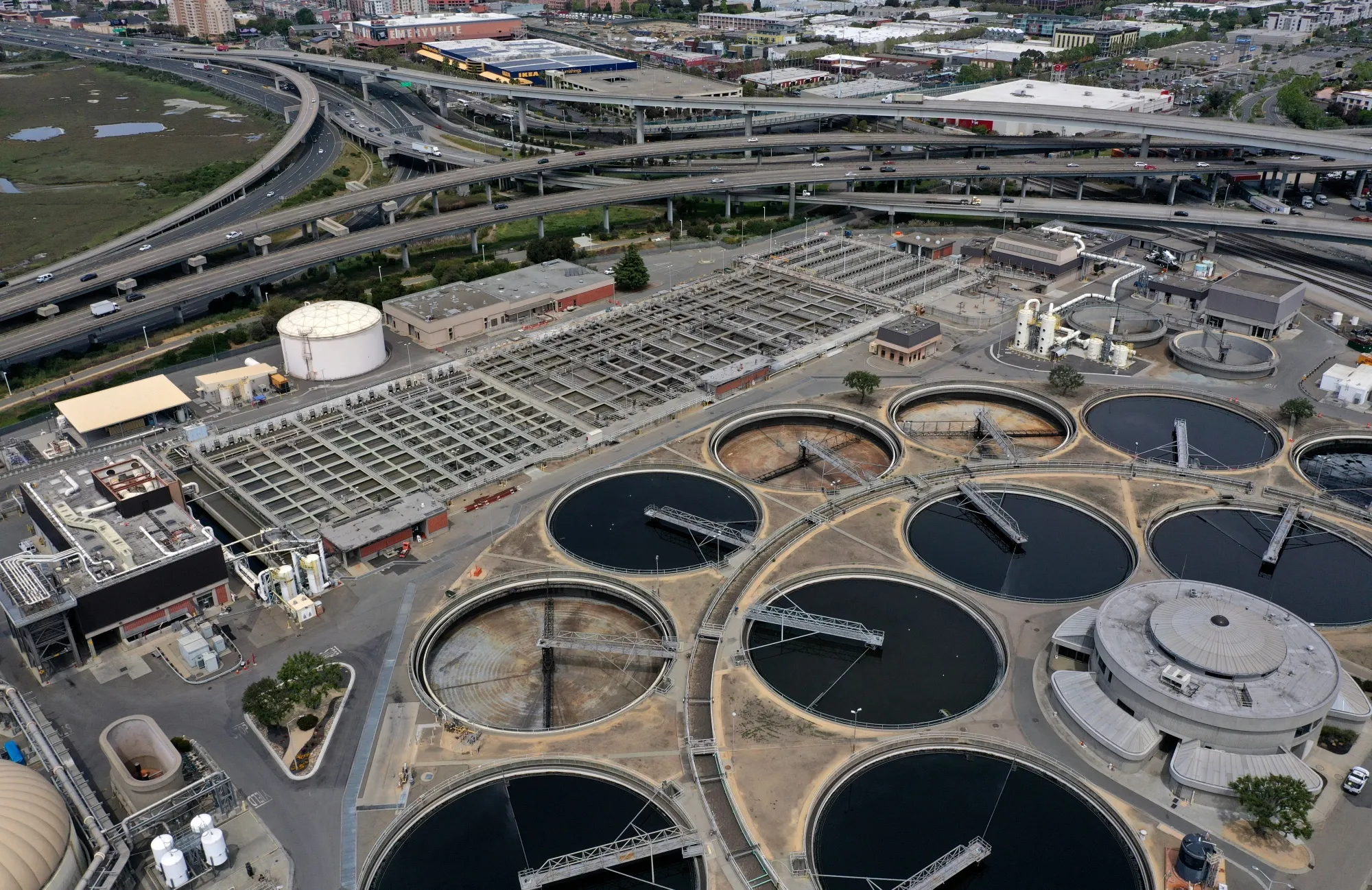 A wastewater treatment plant&nbsp;in Oakland, California.