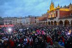 Demonstrators gather during the “Free People, Free Media” protest at the Main Square in Krakow, Poland on Dec. 19.