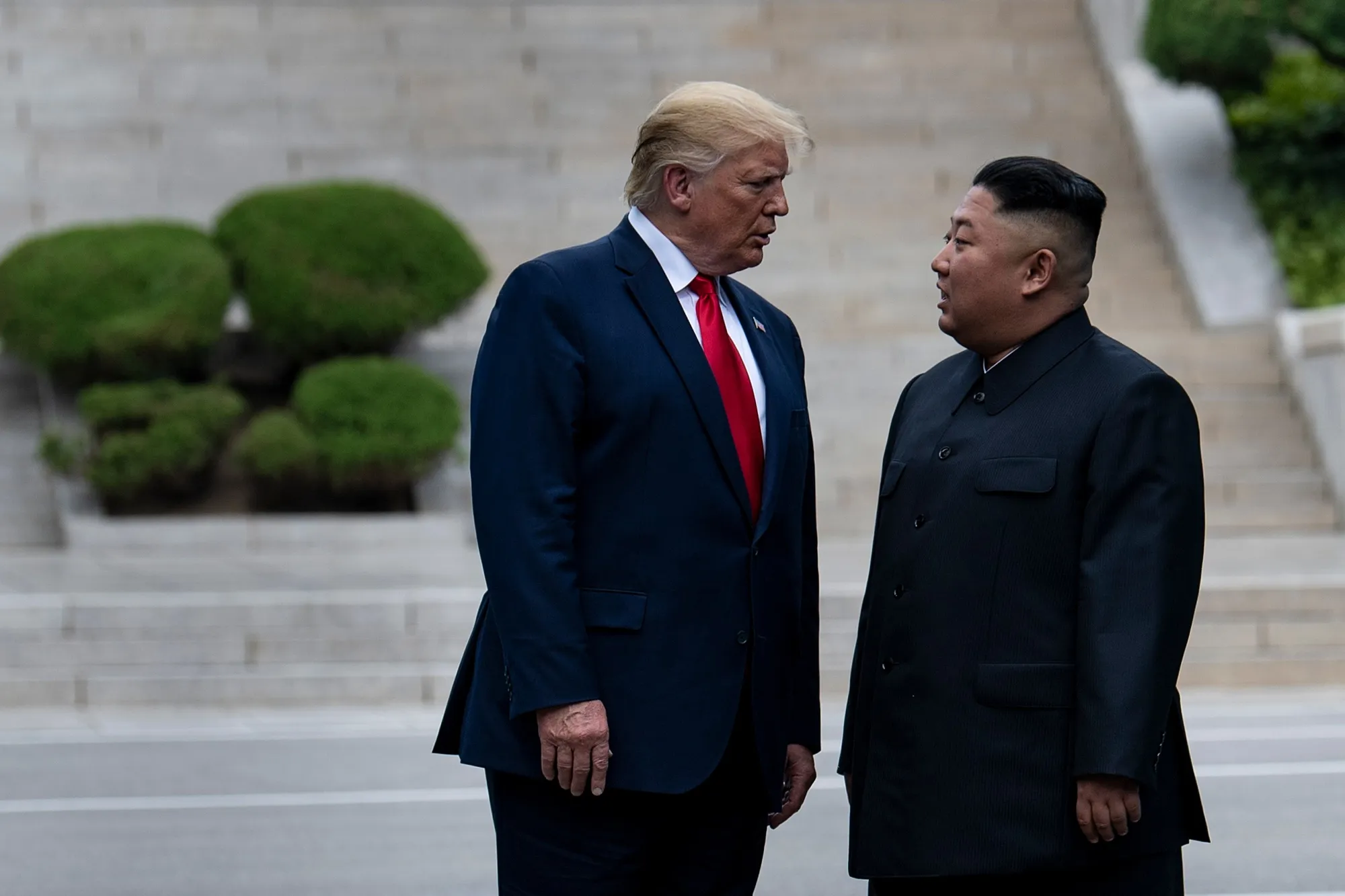 Donald Trump with Kim Jong-un in the Demilitarized Zone(DMZ) on June 30, 2019.