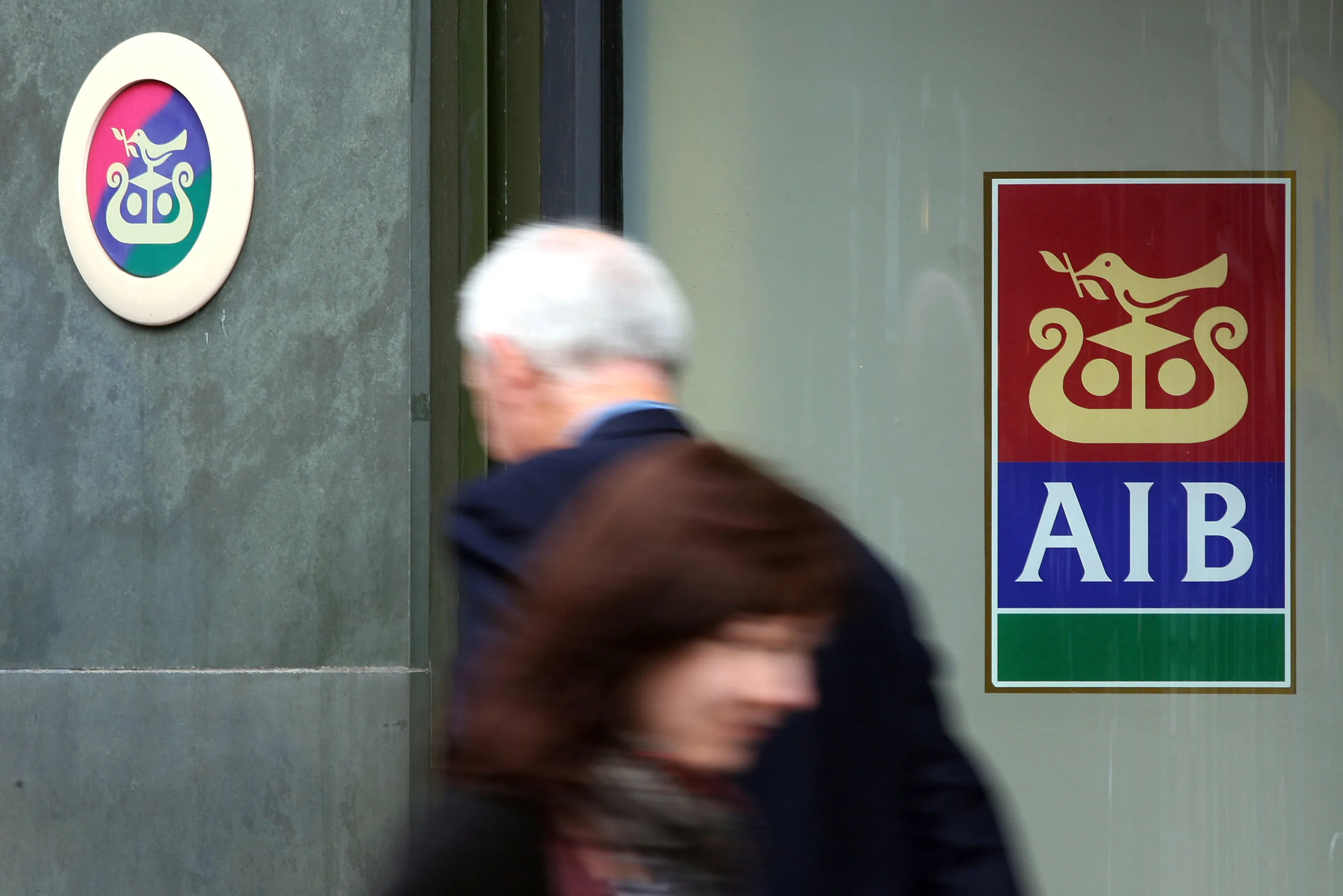The AIB logo&nbsp;sits at a branch in Dublin.