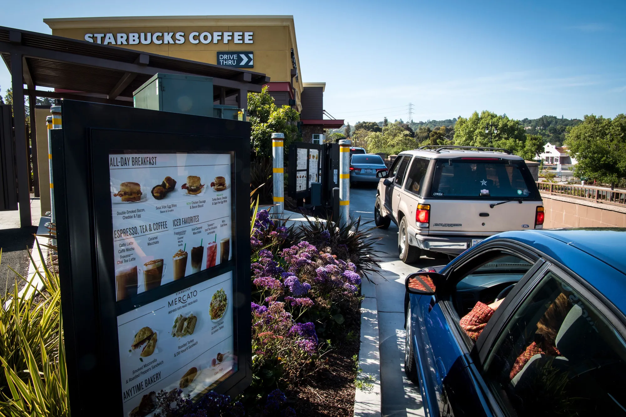 Customers in the drive-thru line