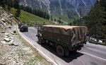 Indian army convoy moves along the Srinagar-Leh National highway towards Ladakh on June 17.