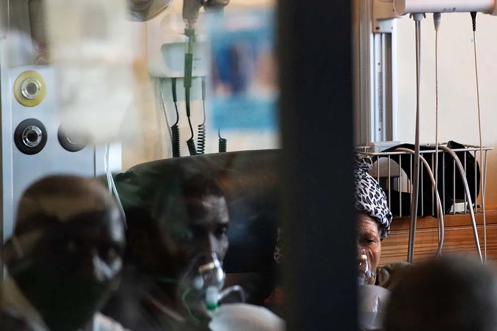 Patients with Covid-19 at Khayelitsha Hospital in Cape Town.