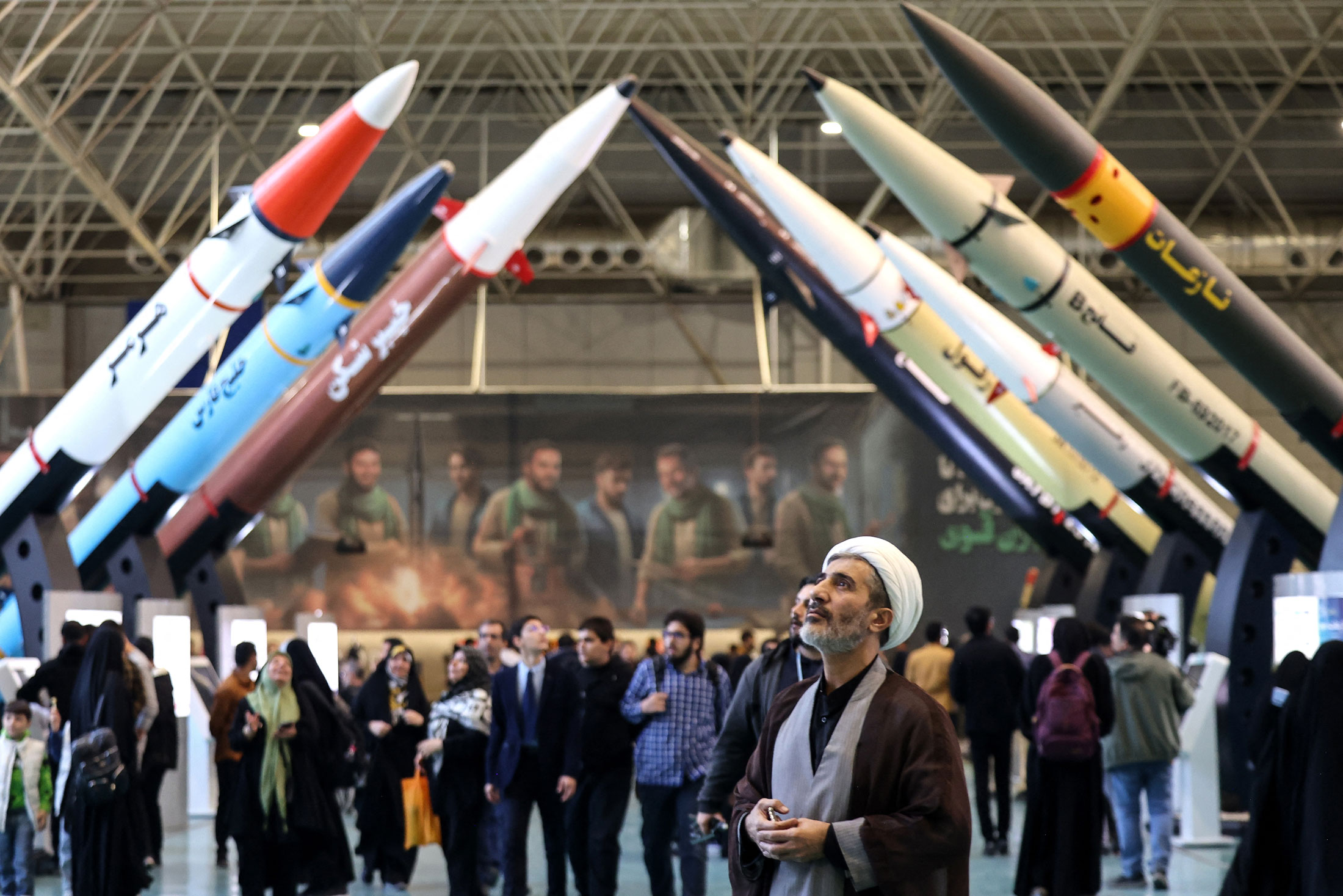 An exhibition showcasing missile and drones in Tehran in November. Photographer: Atta Kenare/AFP/Getty Images