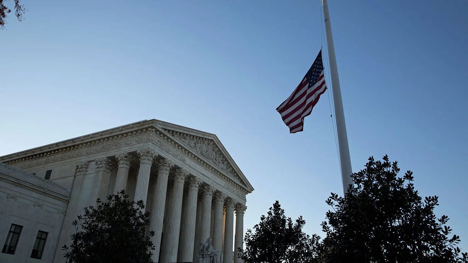 An American flag flies at half mast following the death of Supreme Court Justice Antonin Scalia at the U.S. Supreme Court in Washington on Feb. 14, 2016.
