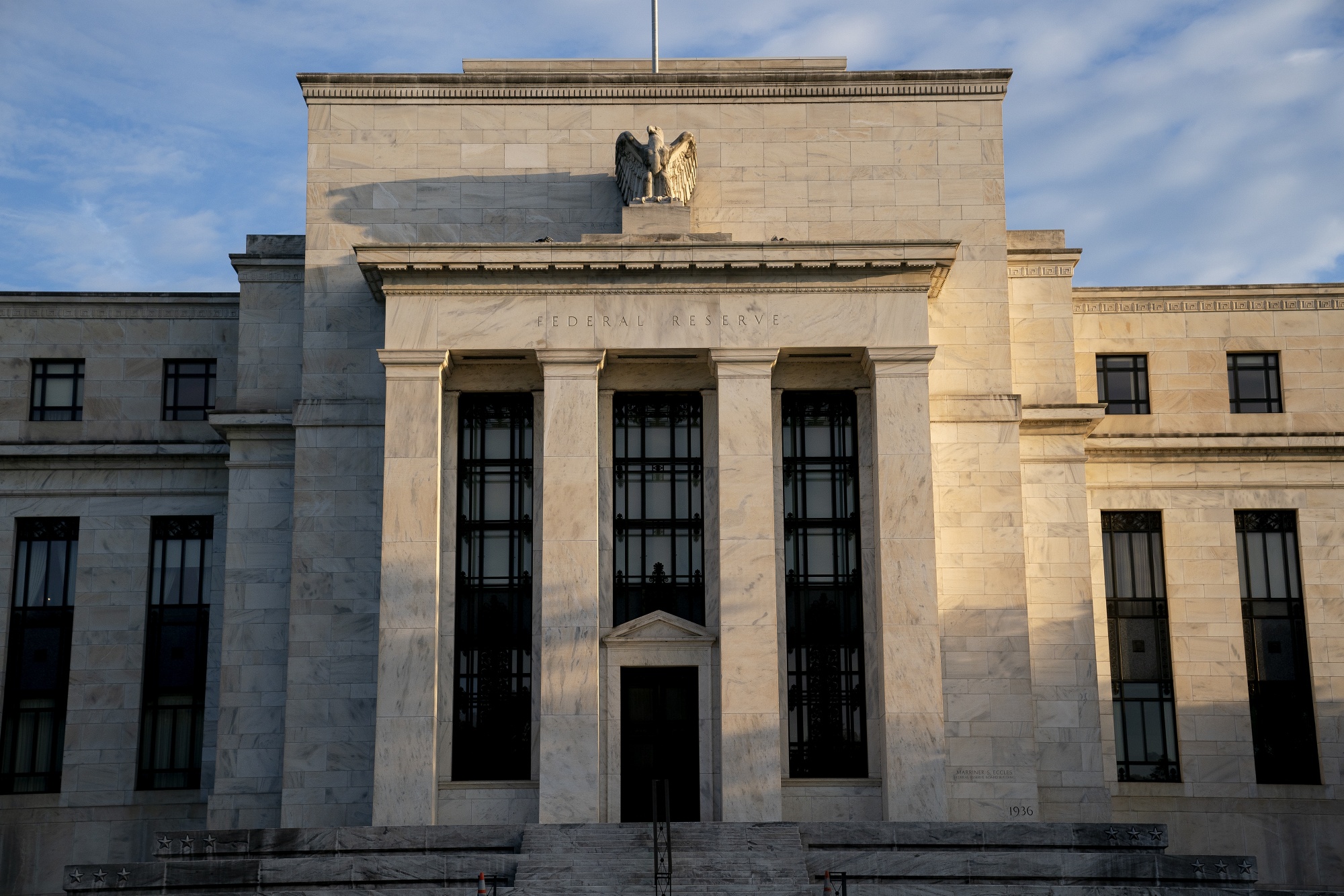 The Marriner S. Eccles Federal Reserve building in Washington, D.C., U.S., on Friday, Oct. 8, 2021. The Senate approved legislation Thursday that pulls the nation from the brink of a payment default with a short-term debt-ceiling increase, breaking a weeks-long standoff that rattled financial markets. Photographer: Stefani Reynolds/Bloomberg