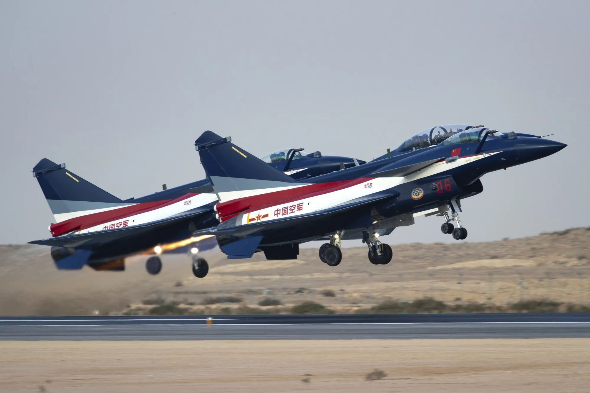Chinese J-10 fighter jets during the World Defense Show in Riyadh on Feb. 5.
