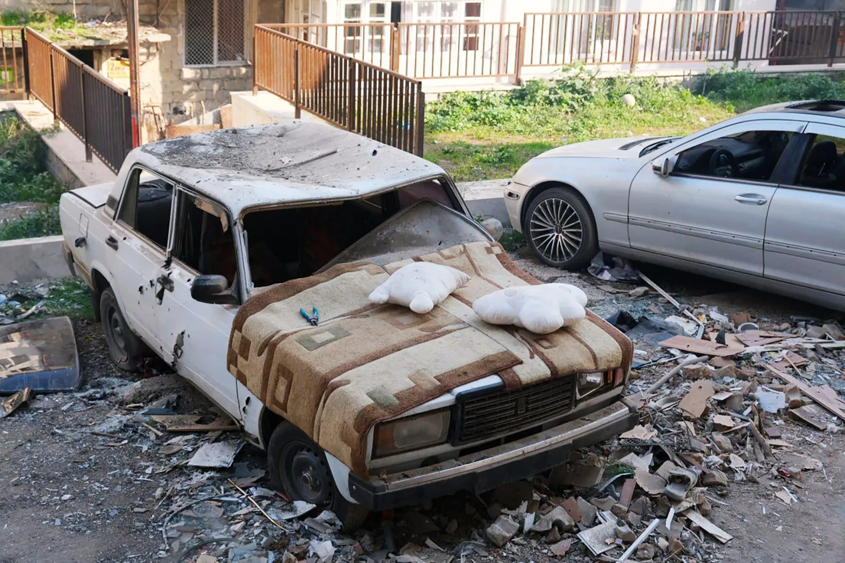 Damage following shelling in Stepanakert, Nagorno-Karabakh, in September.