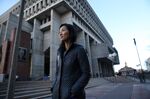 Mayor Michelle Wu arrives at Boston City Hall on November 17, 2021. In her campaign, she emphasized climate-related issues and solutions.&nbsp;&nbsp;