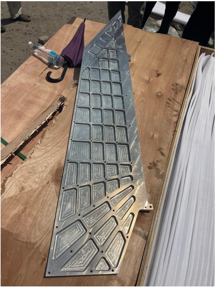 A suspected rear missile fin seized from a container ship that left China in 2025