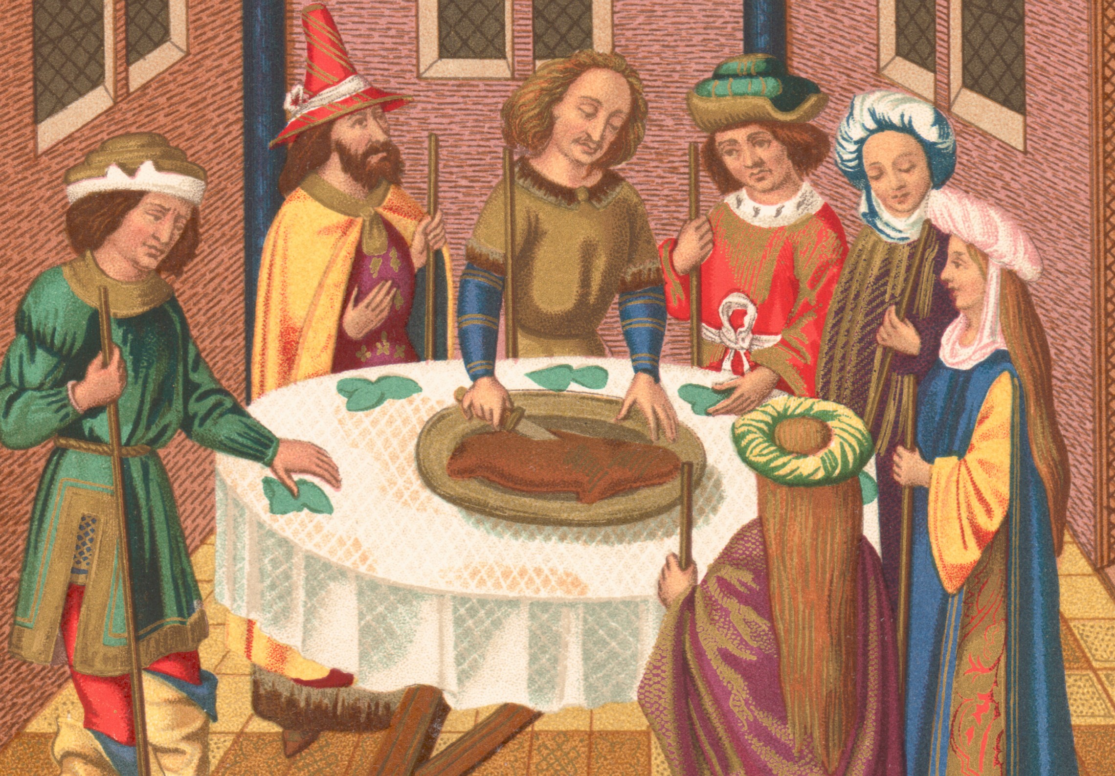 The Passover seder, from a 15th century painting&nbsp;of the School of Van Eyck.&nbsp;