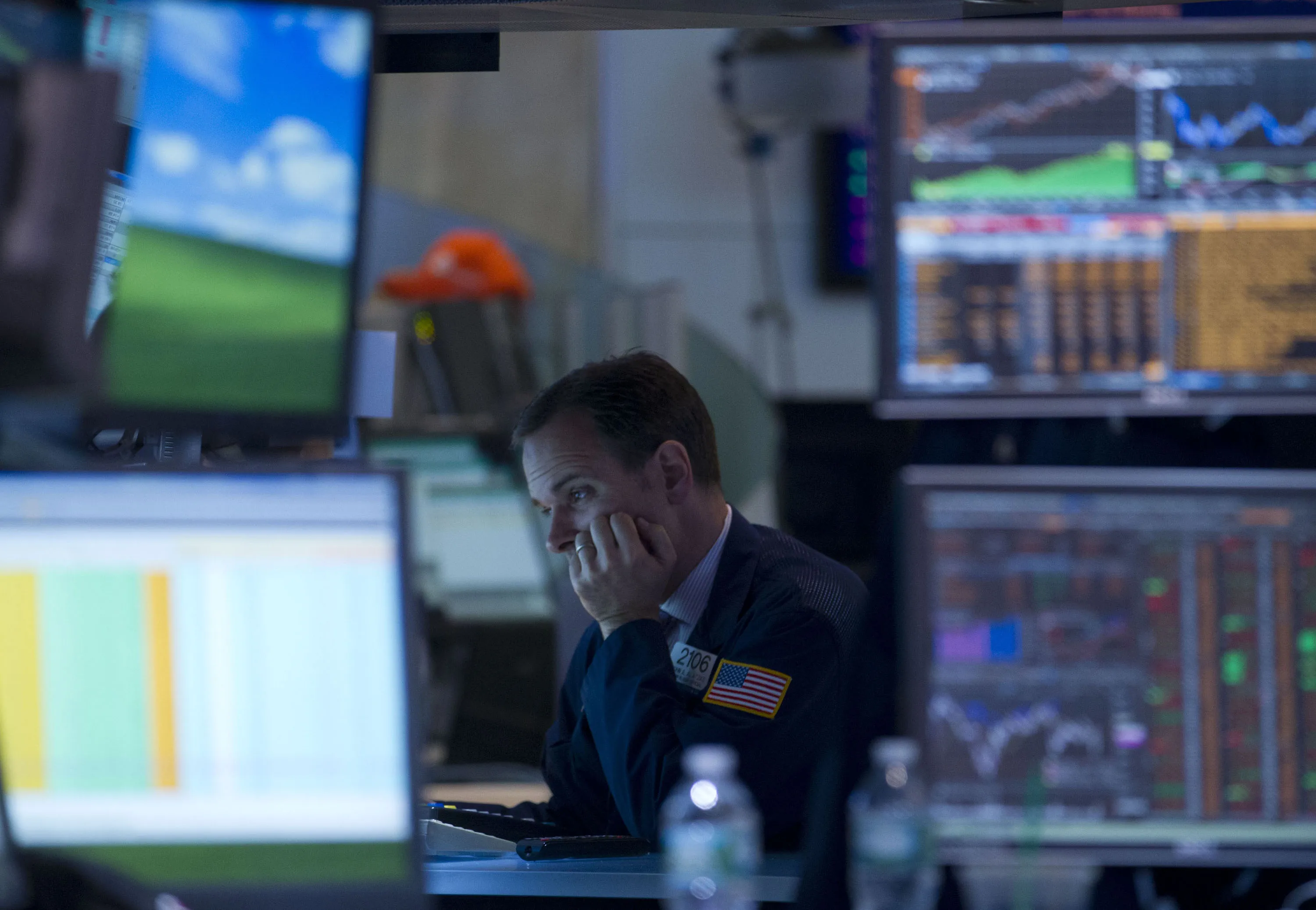 A trader works on the floor of the New York Stock Exchange (NYSE) in New York, U.S..
