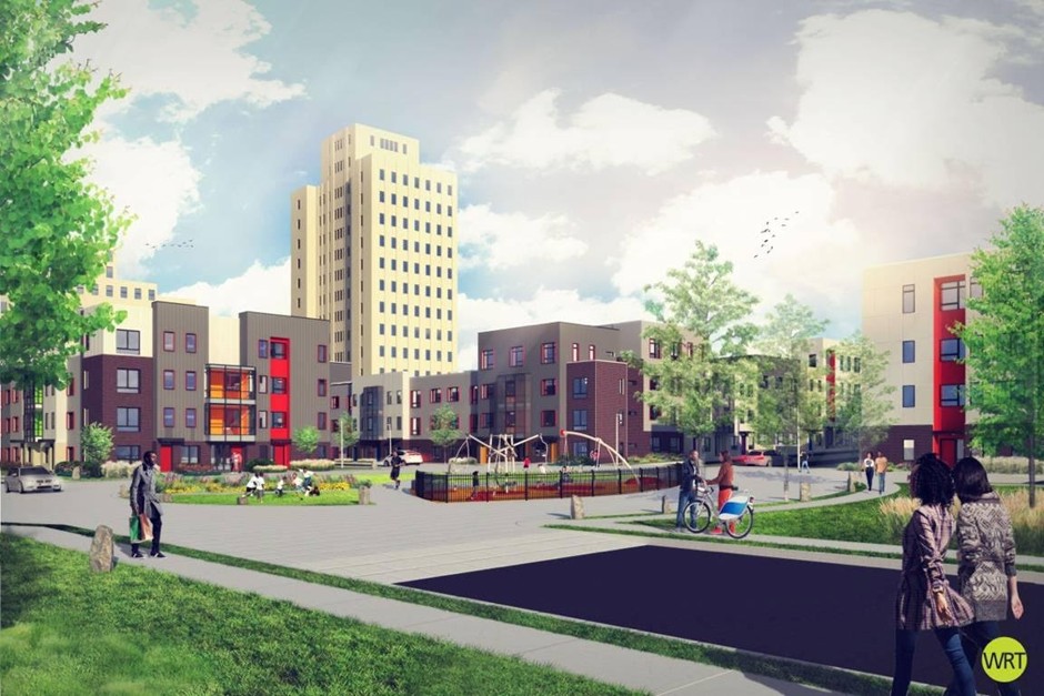 Renderings of Jersey City's Montgomery Gardens mixed housing plan. This project didn't benefit from the city's PILOT program, but it's an example of the city's vision of mixed-income development.