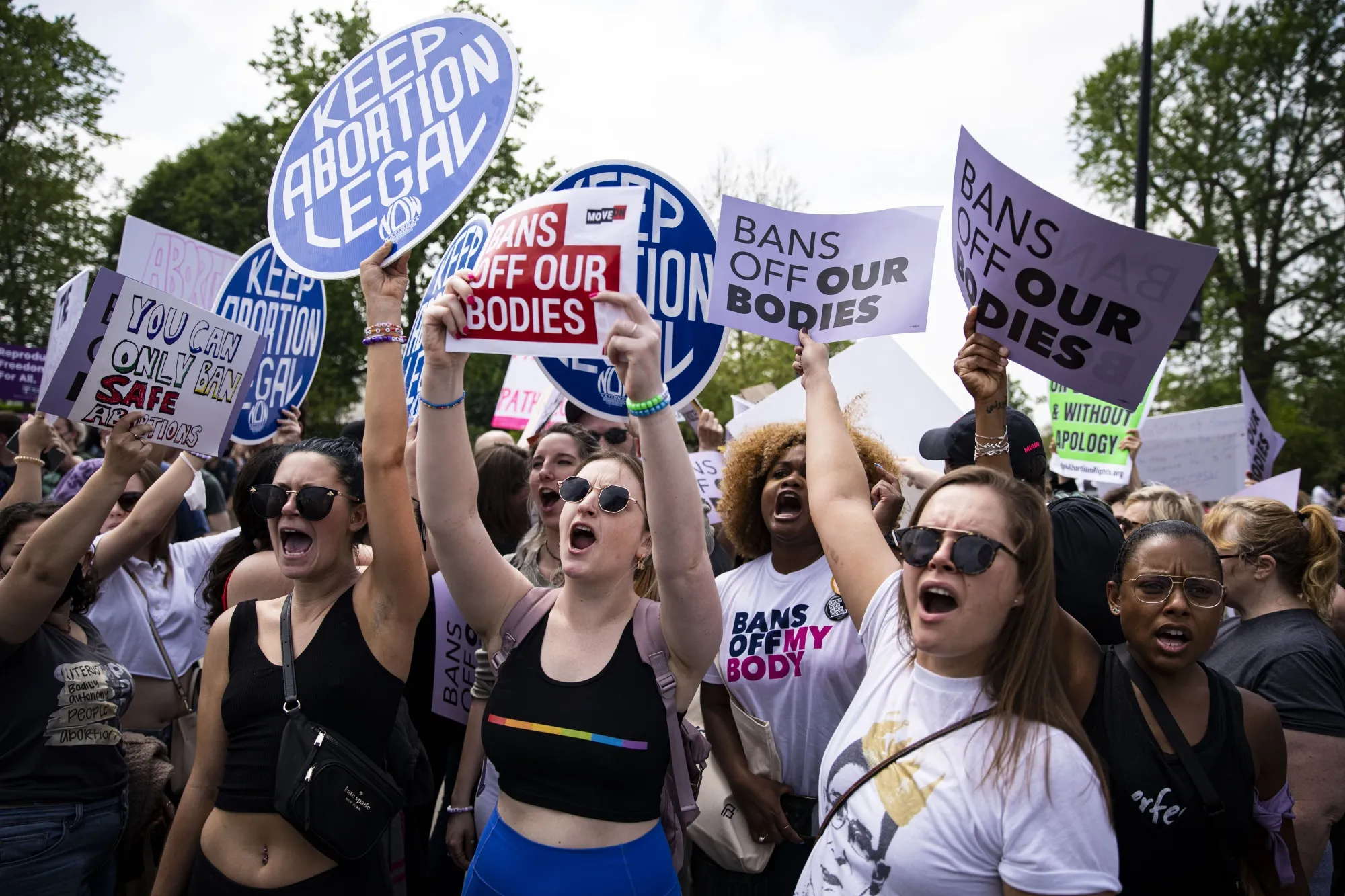 Abortion rights demonstrators during a protest outside the U.S. Supreme Court on May 3.