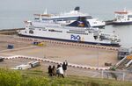 Cross-Channel ferries, operated by P&O Ferries Ltd., in the Port of Dover, UK.