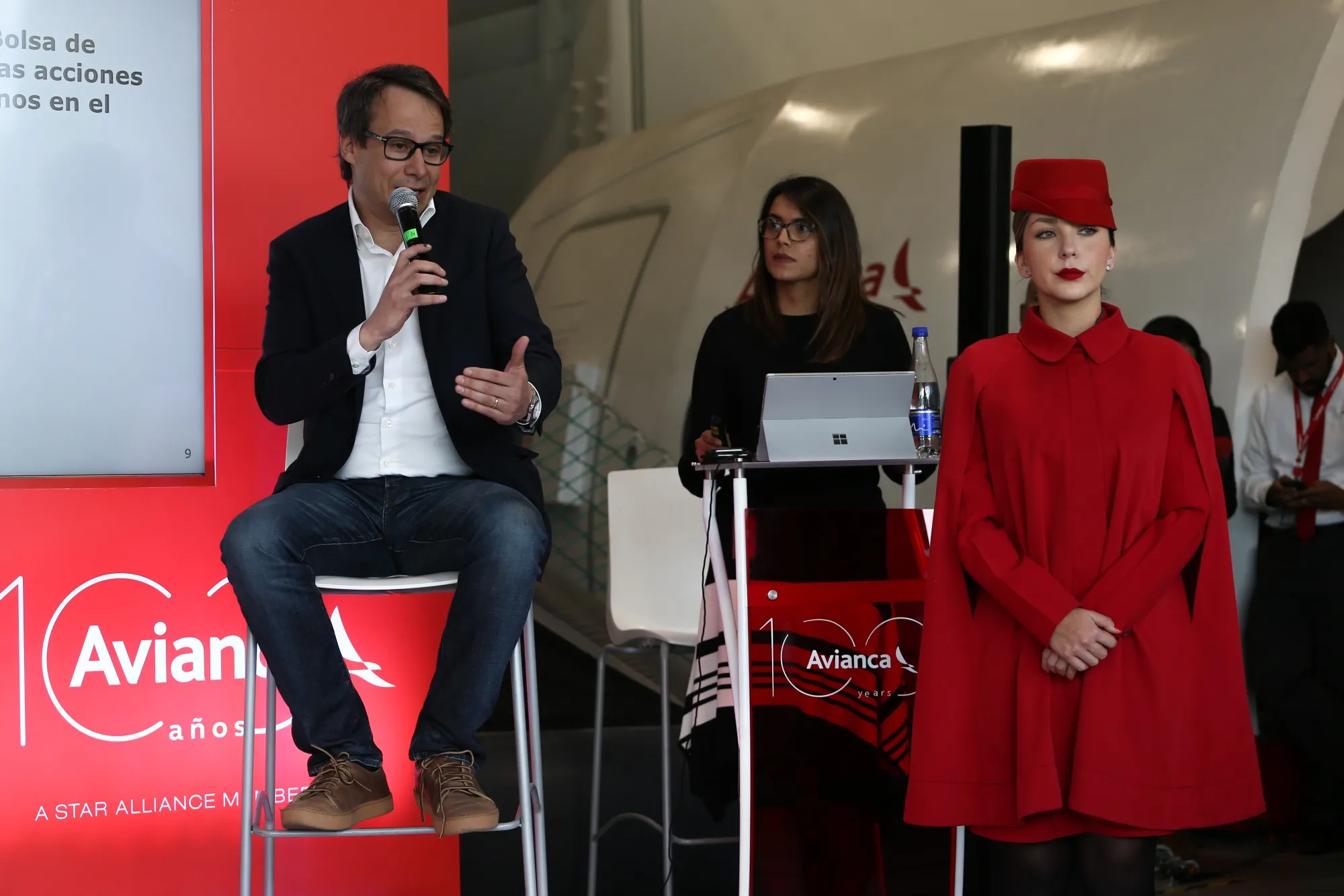 Adrian Neuhauser, now chief executive officer of Avianca Group International Ltd., speaks during a press conference at the company’s operational training center in Bogota, Colombia, on Aug. 29, 2019. 