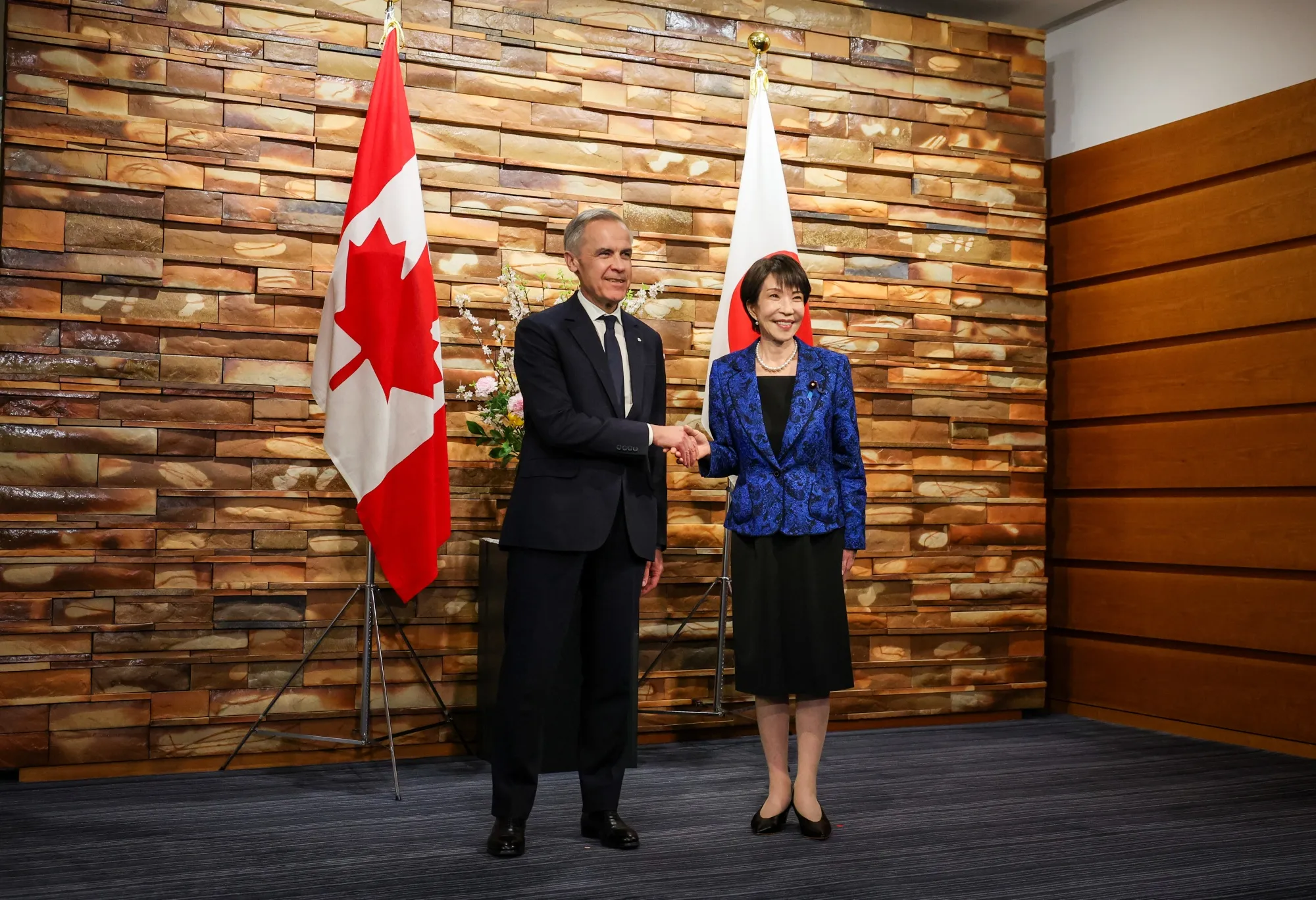 Mark Carney, Canada’s prime minister, left, and Sanae Takaichi, Japan’s prime minister, during a meeting in Tokyo, Japan, on Friday, March 6, 2026.