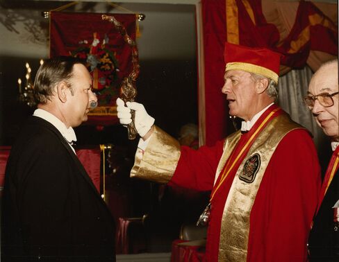 Don Stott, being inducted into the Confrérie des Chevaliers de Tastevin.
