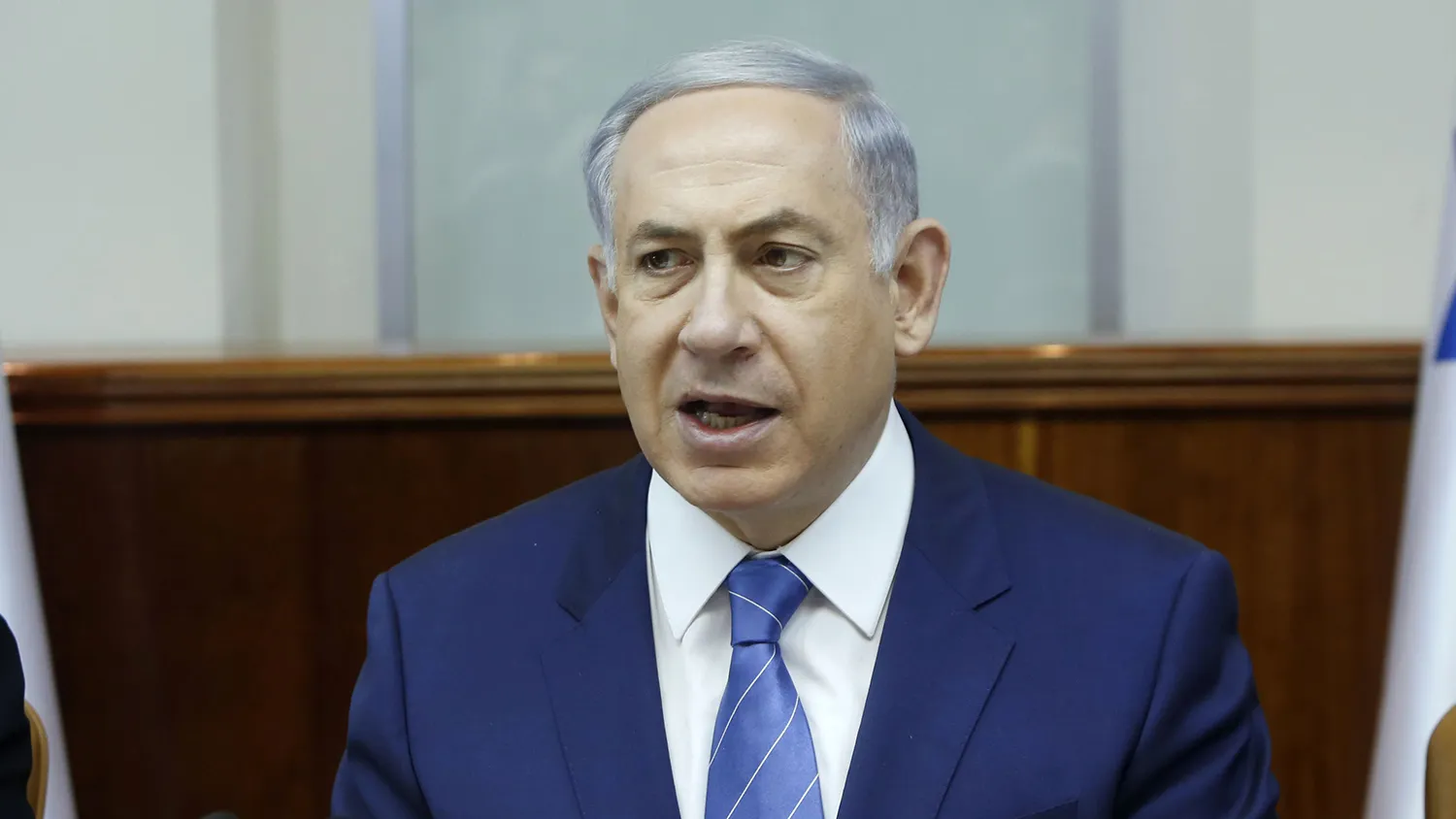 Israeli Prime Minister Benjamin Netanyahu speaks at his Jerusalem office on Aug. 2, 2015.
