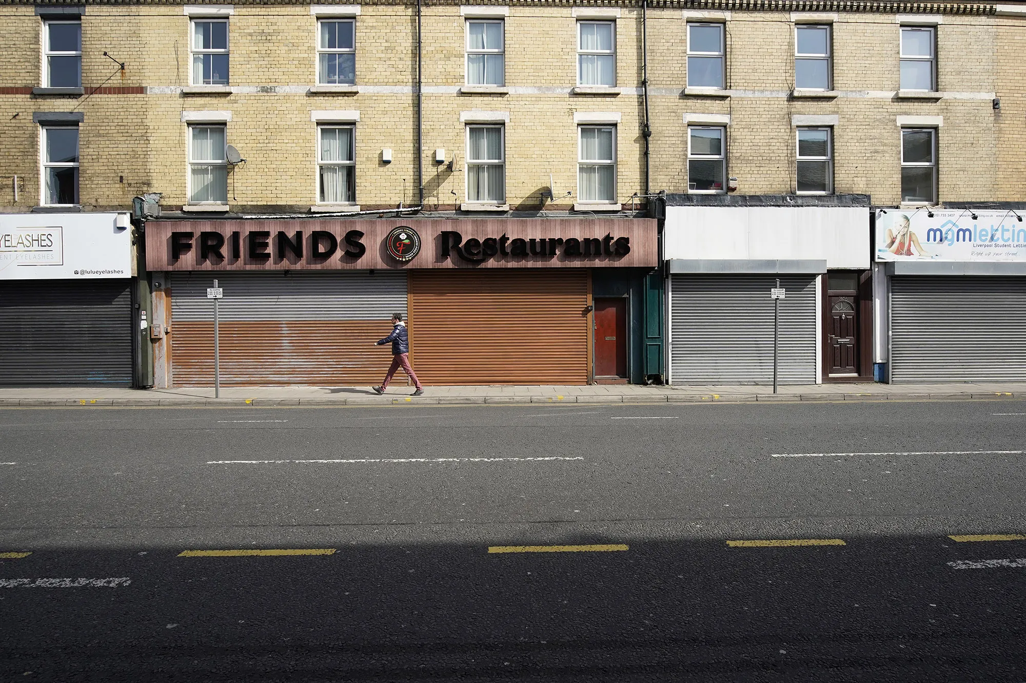 Shops shuttered and closed under&nbsp;lockdown measures in Liverpool, on March 24.